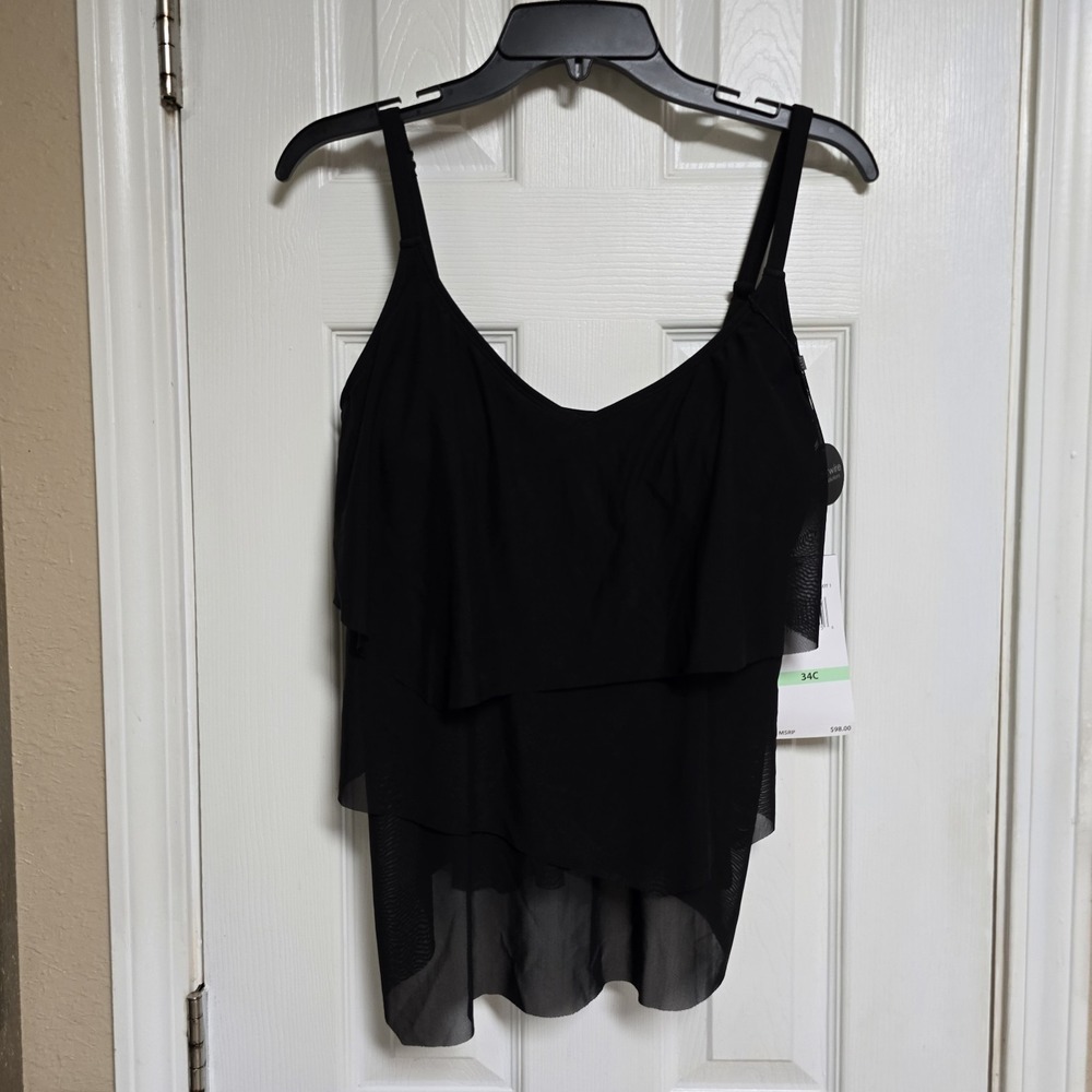 Coco‎ Reef Bra Size Tank Swim Top Solid Black 34C NWT